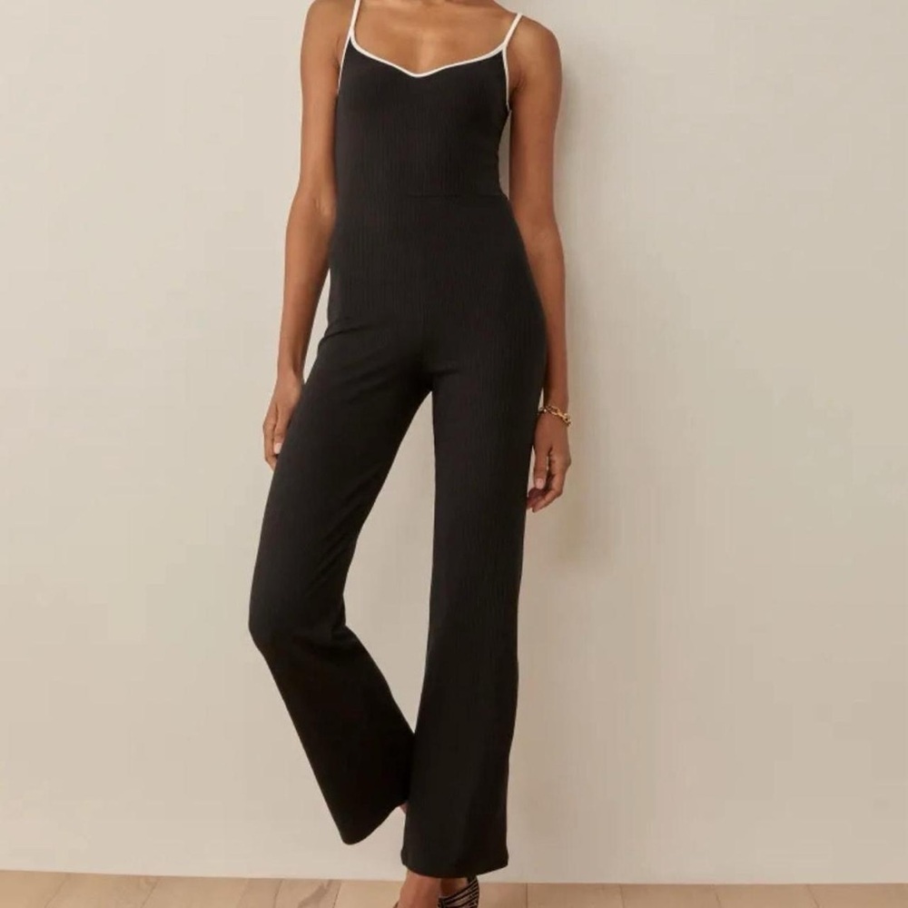 Reformation knit jumpsuit with contrast details